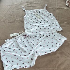 Z Supply White Cherry Print Pajama Set
